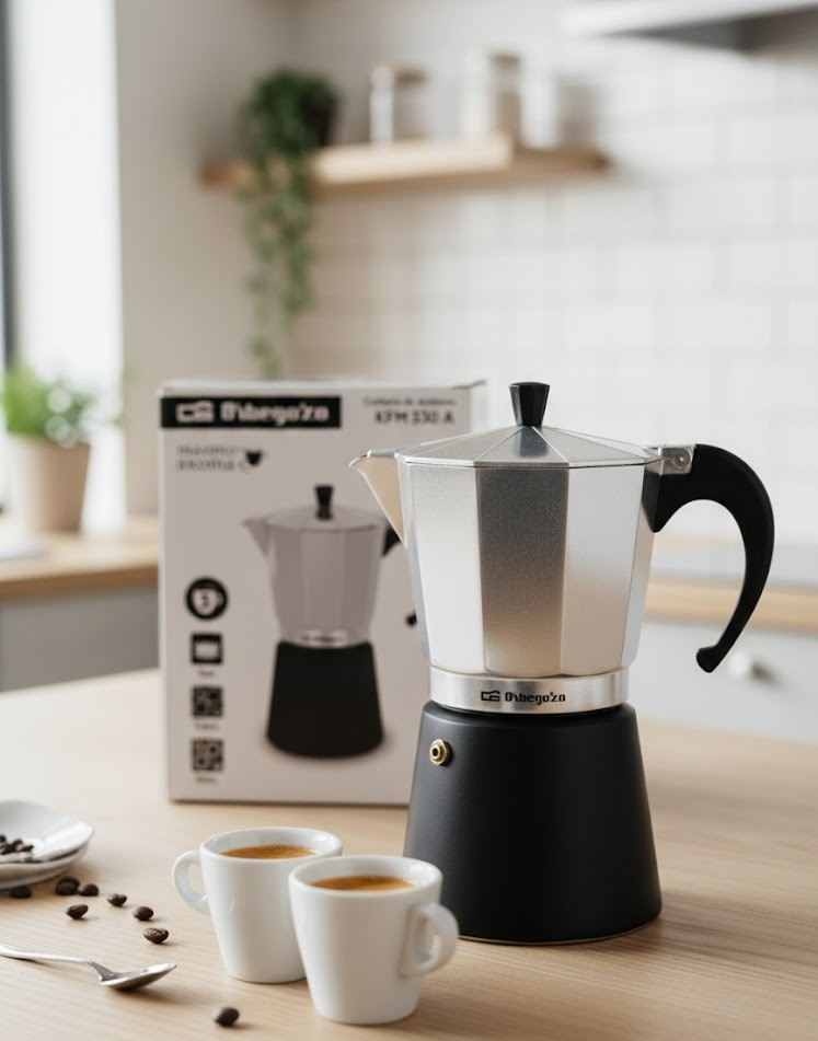 Orbegozo Espressokocher Aluminium 3 Tassen Kaffeemaschine Schwarz/Silber